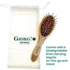Giorgio Eco Friendly Wooden Bristle Hairbrush - Small Detangling Brush and Hair Growth Brush for Thick or Long Hair - Oval Paddle Hair Brush Made with Anti Static Beechwood, Silicone Massage Cushion