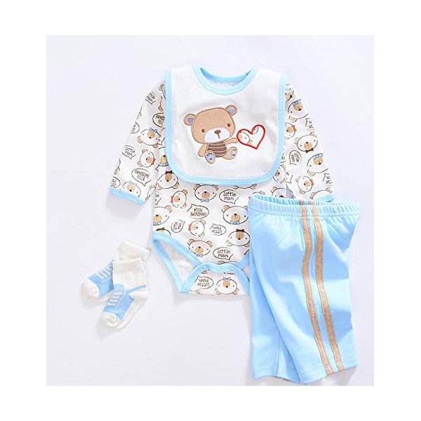 Reborn Baby Doll Clothes Boy 4pcs for 17- 18 inch Reborn Doll Boy Blue Outfit Set