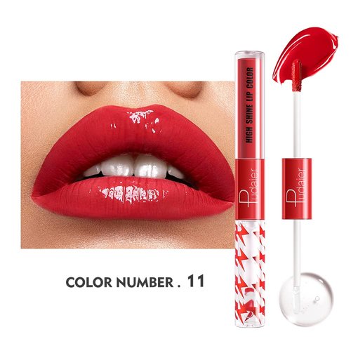 Marine Forest High Shine Lip Gloss with Clear Fixed Color Lip Oil, Up to 12 Hours Long Lasting Dual Ended Liquid Lipstick, Lightweight and Non Sticky, 0.1 Oz (11)