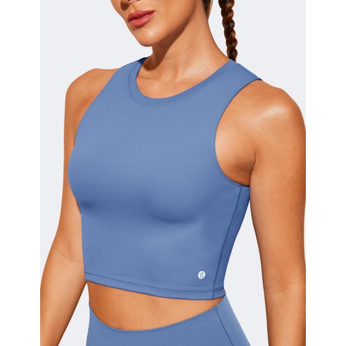 Natural Feelings Sports Bras for Women Removable Padded Yoga Tank Tops Sleeveless Fitness Workout Running Crop Tops Ink Blue