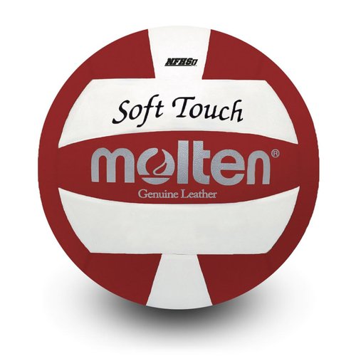 Molten Soft Touch Volleyball, NFHS Approved, Genuine Leather Cover, Uni-bladder Cotton Wrapped Construction, Indoor Use, 1 Year Warranty