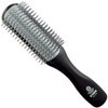 Kent KFM2 Black Half Round Narrow Detangling Hair Brush - 9 Row Ionic Anti Static Non Scratch Long Nylon Bristle Gel Styler Great for Daily Styling, Detangling and Smoothing Medium to Long Length Hair