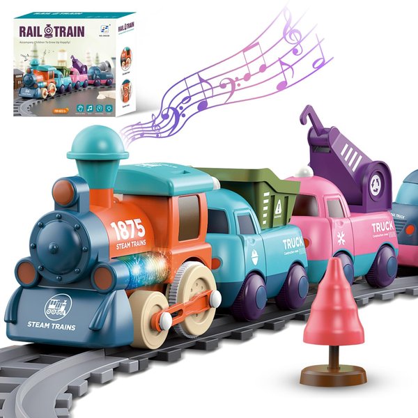 BTYCityMao Train Set - Electric Train Toys Set for Toddlers Kids Ages 3 4 5 6 7 8+ Years Old - Train Toys with Tracks - Battery Powered Play Set Toy with Light & Sounds - Christmas Train Set