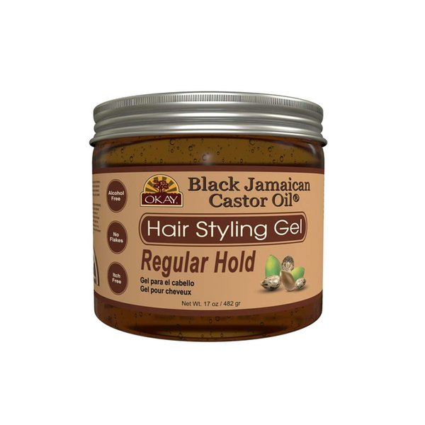 OKAY BLACK JAMAICAN HAIR STYLING GEL, REGULAR HOLD 17OZ