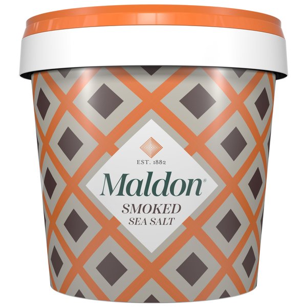 Maldon Salt, Smoked Sea Salt Flakes, 1.1 lb (500 g), Bulk Tub, Kosher, Natural, Gently Smoked Over Oak, Handcrafted, Gourmet, Pyramid Crystals