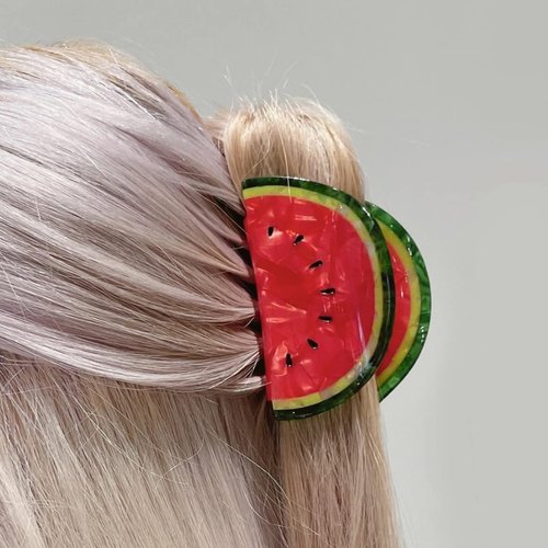 CLIP SUGAR Watermelon Hair Clip,Acetate Hair Clip,Small Claw Clip for Women,Red, 1 Count (Pack of 1)