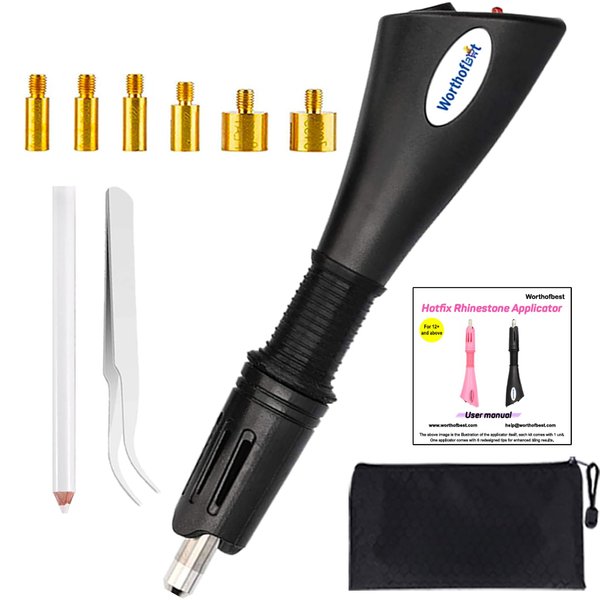 Worthofbest Hotfix Applicator Tool, Hot Fix Tool, Hotfix Rhinestones Applicator for Clothing, Clothes, Leather, Shoes, Hat, Jeans, Wood, Craft, Cardstock, Making Snowglobe Tumbler Holes and More