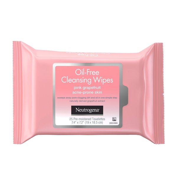 Neutrogena Oil-Free Cleansing Wipes for Acne Prone Skin, Pink Grapefruit, 25 ea - 2pc