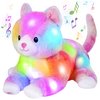 Glow Guards 13'' Musical Light up Rainbow Cat Stuffed Animal,Rainbow Kitty Soft Stuffed Animal,Singing Glowing Cat Plush Toy Bed Night Light Birthday Gift for Toddler Kids