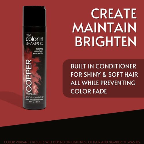 MyColorIn Color Depositing Shampoo (Metallic Copper) - Sulfate & Paraben Free Hair Dye | Made in USA (8 Colors)