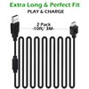 2 Pack 10ft PS4 Controller Charging Cable, Play and Charger Data Sync Cord for Sony Playstation 4/ PS4 Pro/ PS4 Slim/ PS4 Controllers, Microsoft Xbox One X/One S/One Elite/One Controllers