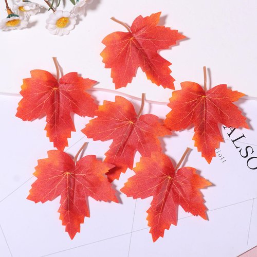 Vsdski Fall Maple Leaf Hair Clips Orange Artificial Fall Leaves Hair Barrettes Thanksgiving Hair Accessories Funny Autumn Hair Pins for Women Girls Thanksgiving Harvest Festival Party Decor 6pcs