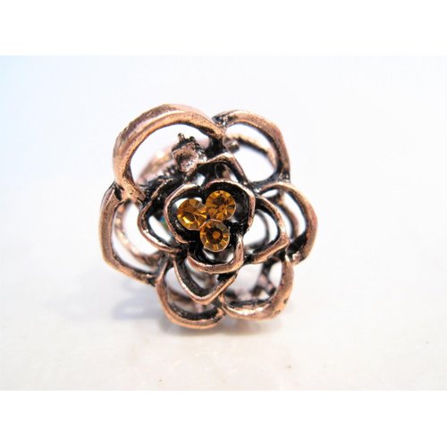 Generic Small mini rose gold copper metal gold crystal flower rose hair claw clip