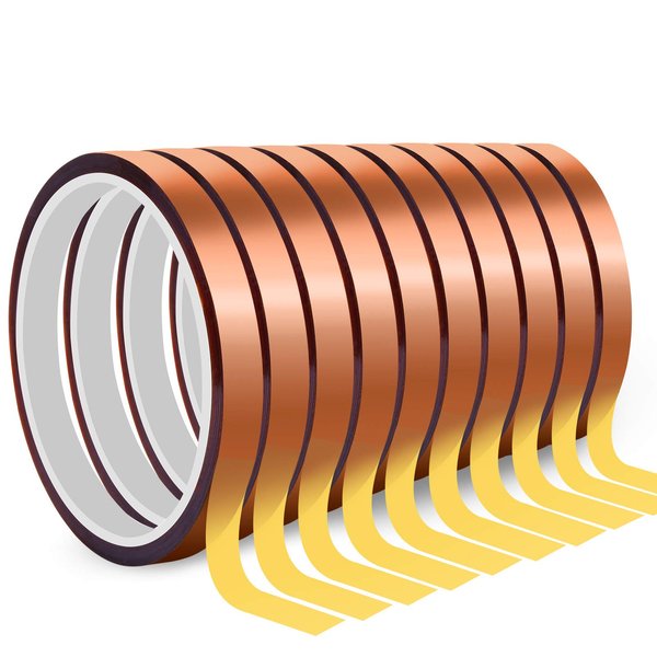 10 Rolls Heat Resistant Tapes for Sublimation, 10mm X 33m 108ft Heat Press Tape for High Temperature Heat Transfer for Sublimation on Coffee Mugs, Adhesive Vinyl No Residue, Electronics, Soldering