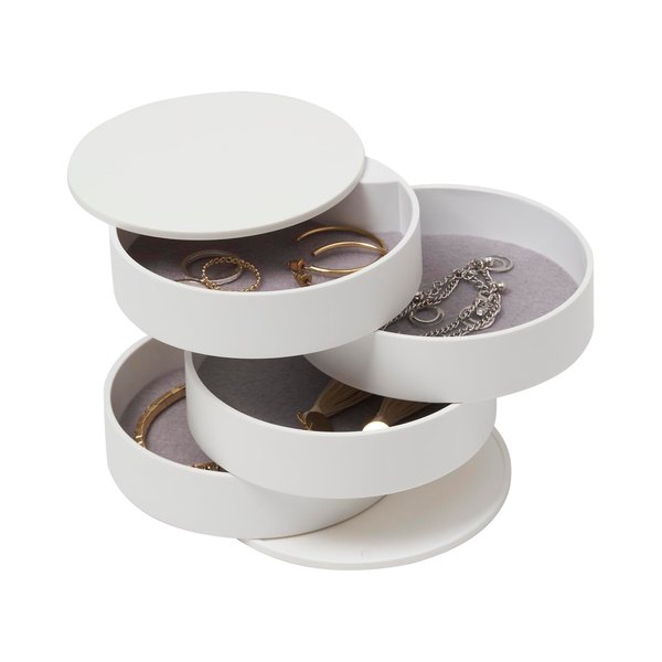 Yamazaki Home Secti Oned Jewelry Organizer Nail Art Supplies Earring Accessories Storage Holder Rotating Display ABS Plastic One Size White