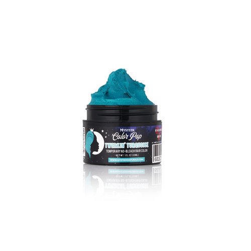 Mysteek Color Pop Temporary Hair Color for Dark Hair or Light Hair, Natural Hair Coloring with No Hair Bleach, Wash Out Hair Color, Mysteek Naturals (1 Fl Oz, Twerkin Turquoise)
