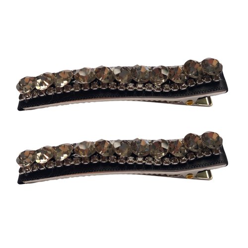 2 Pcs 2.3 Inch Shiny Crystal Spike Alligator Duck Bill Hair Clips Rhinestone Hair Barrette Clip Sparkle Stones Duckbill Bobby Pin Chic Hair Clips for Girls Styling (Black)