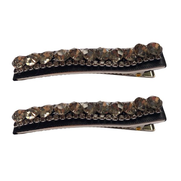 2 Pcs 2.3 Inch Shiny Crystal Spike Alligator Duck Bill Hair Clips Rhinestone Hair Barrette Clip Sparkle Stones Duckbill Bobby Pin Chic Hair Clips for Girls Styling (Black)