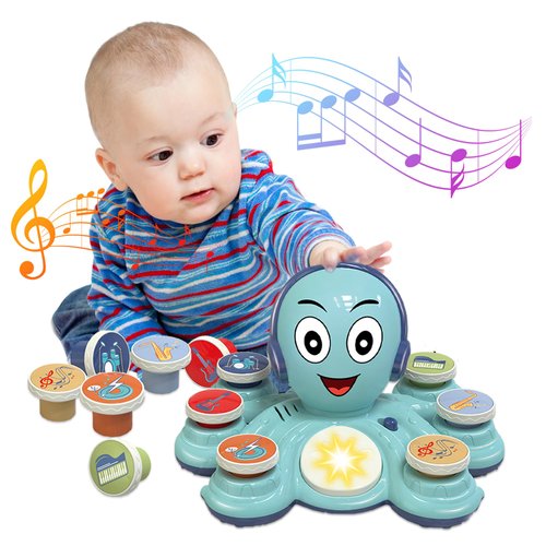 Contixo Baby Musical Toys - KD3 Learning Toys for Toddlers, Octopus Toys for Kids, Preschooler Musical Educational Instruments Toy for Baby, Toy Drum for Toddlers, Blue