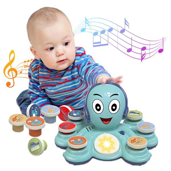 Contixo Baby Musical Toys - KD3 Learning Toys for Toddlers, Octopus Toys for Kids, Preschooler Musical Educational Instruments Toy for Baby, Toy Drum for Toddlers, Blue