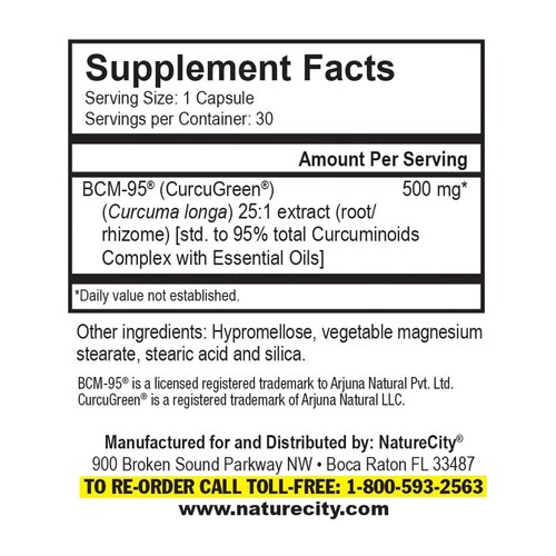 NatureCity True-Curcumin Turmeric Supplement | Non-GMO Tumeric and Curcumin 500mg Curcuma Capsules Vitamin Supplements | Up to 700% Increase in Absorption (90 Day Supply) | Supports Joints