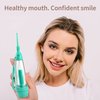 Cordless Water Flosser Non-Electric Portable, Manual Air Pressure Simple Operation, Bottle Strengthening Dental Oral Irrigator for Home & Travel, Green.