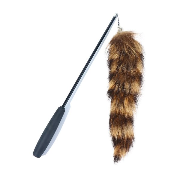 Leadigol Cat Feather Wand Retractable Cat Wand Toy,Cat Teaser Wand Interactive Long Hairy Chew Rod Cat Toy Training Toy Catch Exercise Pet Supplies Playing Toy for Kitten or cat, Brown Feather
