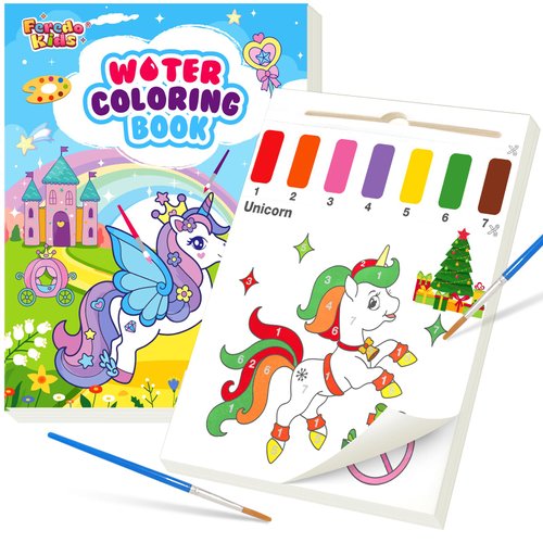 FEREDO KIDS Watercolor Painting Paper for Toddlers: Mess Free Paints Water Coloring Book, Unicorn Art and Craft Drawing Paper for Boy Girl Travel Gift Toy Easter Birthday Christmas for Ages 3 4 5 6