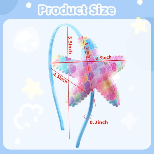 Totelux Starfish Headband Sequins Star Hair Band for Women Girls Mermaid Hair Accessories Birthday Wedding Summer Beach Party Supplies (Blue)