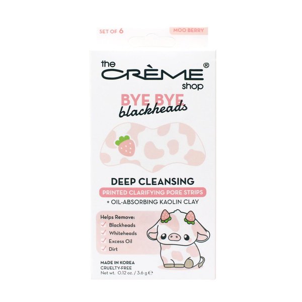 The Crème Shop Bye Bye Blackhead Nose Strips - Oil-Absorbing Kaolin Clay Deep Cleanse - Pore Stickers Target Blackheads Whiteheads Excess Oil and Dirt (Wild Babe) 6 Counts 1 Pack