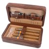 AMANCY Premium Brown Leather Travel Cigar Case,Luxury Portable Cigar Humidor W/Quality Cigar Cutter Lighter Set
