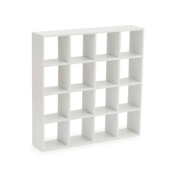 Miniature Furniture Wooden Storage Rack 16 Grid Shelves 1:12 Dollhouse Accessories Bookshelf Display Shelf Wall Rack Stand Mini House Scene Decoration (White)