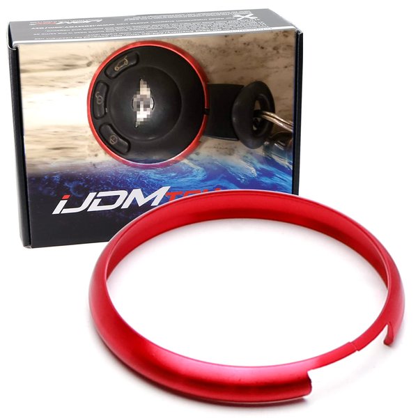 iJDMTOY Red Aluminum Smart Key Fob Surrounding Ring Decoration Compatible with 2008-2014/2015 Gen2 Mini Cooper R55 R56 R57 R58 R59 & Gen1 R60 R61