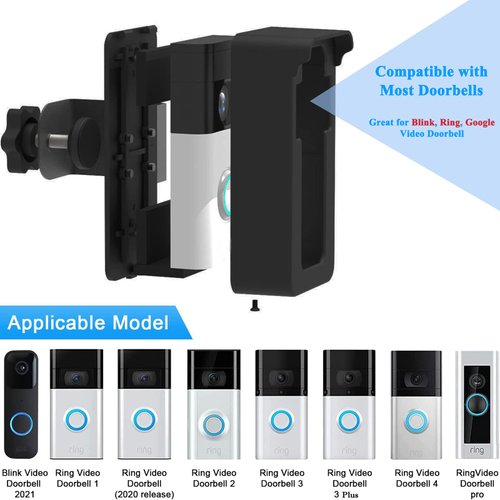Anti-Theft Blink Doorbell Mount, Adjustable Angle Mount Kit (up to 110 Degrees Tilt) for Blink Video Doorbell, No-Drill Mounting Bracket Cover for Most Video Doorbells, for Home Apartments Office Use