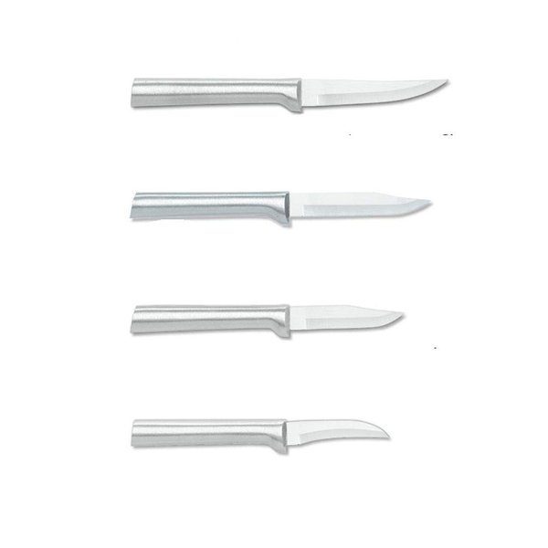 Rada Cutlery Paring Knives Starter Kit – 4 Piece Stainless Steel Knife Set With Brushed Aluminum Handles Made in the USA