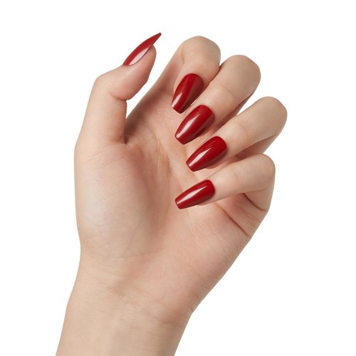 KISS Gel Fantasy Sculpted Halloween Press-On Nails, Solid Red, Medium, Coffin, 31 Ct.
