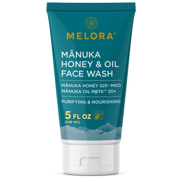 MELORA Manuka Honey Face Wash (5 Oz), Daily Skin Care Facial Cleanser & Makeup Remover with Manuka Honey & Oil for Dry or Sensitive Skin - Anti-Aging Face Wash for Women & Men