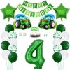 Daimay 23PCS Farm Green Tractor Birthday Decorations Tractor Party Supplies 4th Happy Birthday Banner Farm Barn Tractor Balloon Green Number Foil Balloon Cake Toppers for Girls Boys Kids Baby Shower