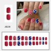 24Pcs Independence Day Press on Nails Short Square Fake Nails American Stripe Star Designs Glitter Full Cover Red Nails Glue on Nails Artificial Acrylic False Nails for Women DIY 4th of July Nail