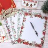 AnyDesign 60Pcs Christmas Stationery Paper 4 Design Christmas Green Plants Border Letterhead Winter Decorative Writing Paper for Xmas Notes Greeting Cards Invitation Office School Printing, 8.5 x 11"