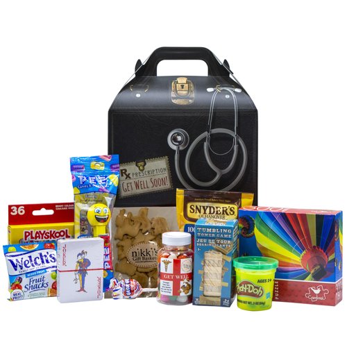 Kid's Get Well Soon Care Package, Children Illness Recovery Gift In Unique Doctor Box Designed for Child - Nikki's Gift Baskets