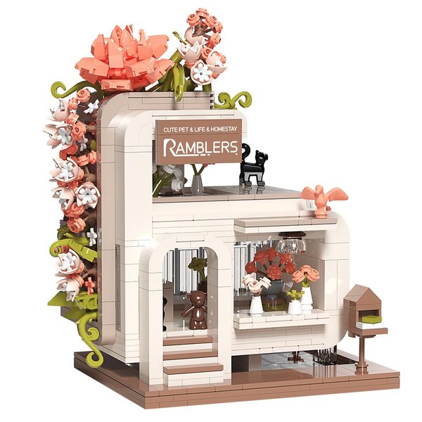 JO bulidershrs Flower House Building Set, 929 Pcs Street View Flower Building Block Toy Flower House Building Bricks Architecture Construction Educational Toy, Home Decoration, Collectible Gifts