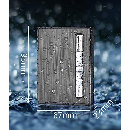 Malisseladi Cigarette Case with Built-in Lighter Windproof Refillable Butane Jet Torch Lighter Automatic Ejection Cigarette Case Dispenser Box Holder (Black)