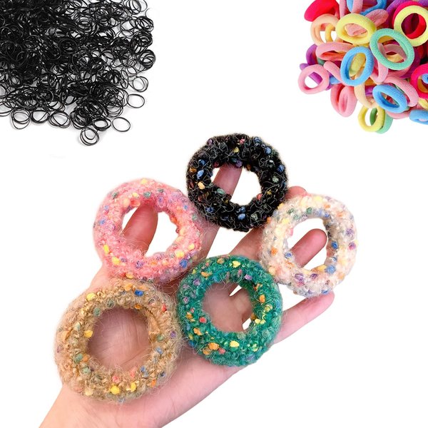 Snmzlc 305 PCS Seamless Hair Ties, colored hair ties for girls soft No Damage accessories black rubber bands Elastic Ponytail Holders (3 styles) US218