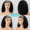 Angie Queen Headband Wig Human Hair Curly Human Hair Wigs for Black Women Glueless None Lace Front Wigs 180% Density (18" Headband wigs)