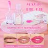 Color Changing Lip Oil,Clear to Pink Magic Big Brush Color Changing Hydrating Lip Glow Oil,Long Lasting Nourishing Non-sticky Lip Oil Tinted for Lip Care and Dry Lips (Pink+Transparent)