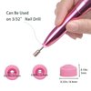 FUATY Drill Nail Dust Collector, 20PCS Nail Drill Bit Dust Cover Dustproof Protector Caps for 3/32" Nail Drill, Nail Art Tools Silicone Dust Stopper Holder for Acrylic Nails, Pink