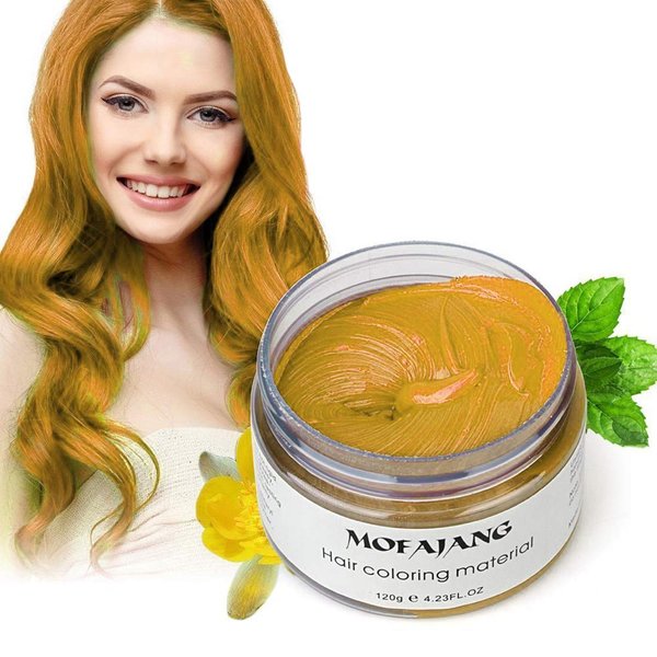 Mofajang Hair Wax Dye Styling Cream Mud, Natural Hairstyle Color Pomade, Washable Temporary, Gold