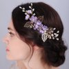 JWICOS Bride Wedding Hair Comb Flowers Pearl Wedding Hair Accessories Vintage Bridal Hair Clips for Women and Girls purple