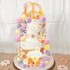 45 PCS Groovy Cake Toppers Boho Cake Topper Hippie Party Decorations with Flower Bus for Girl Birthday Party Boho Groovy Party Supplies (Style 1)